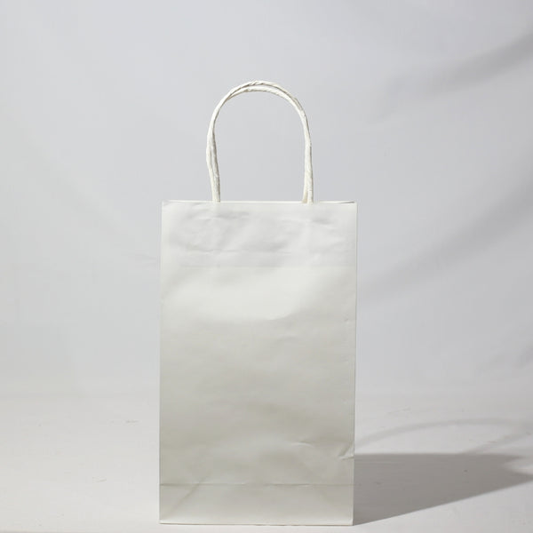 Custom or Plain Paper Shopping Bags - Kraft White