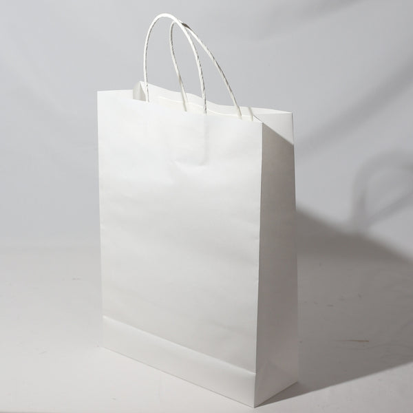 Custom or Plain Paper Shopping Bags - Kraft White