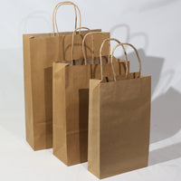 Custom or Plain Paper Shopping Bags - Kraft Brown