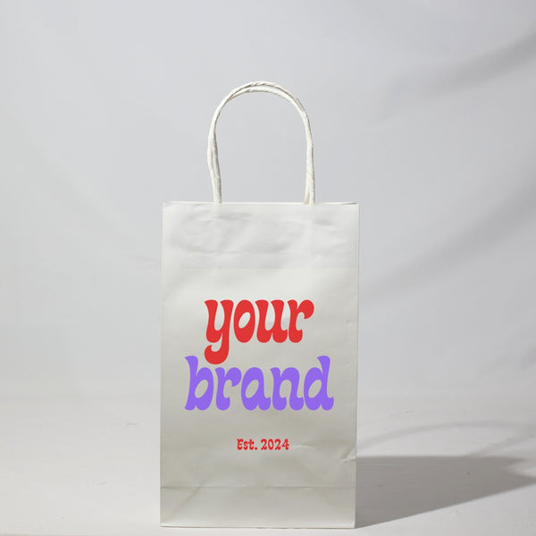 Custom or Plain Paper Shopping Bags - Kraft White