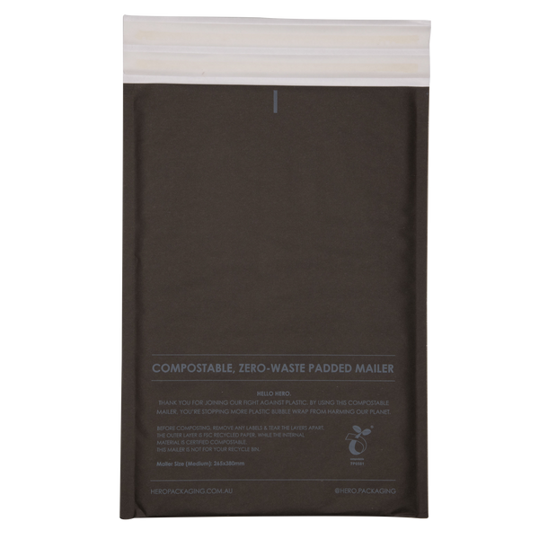 Black Compostable  HEROBUBBLE Mailer | compostable mailers eco friendly packaging